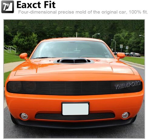 Front Grille Fits 2011-2014 Dodge Challenger Main Upper Lower Bumper Grille Insert Combo Solid Aluminum (Black) in Saudi Arabia