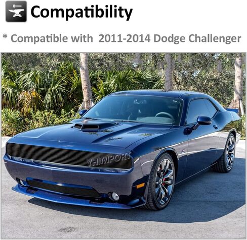 Front Grille Fits 2011-2014 Dodge Challenger Main Upper Lower Bumper Grille Insert Combo Solid Aluminum (Black) in Saudi Arabia