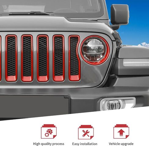 JeCar Red Gille Grill Inserts & Headlight Covers Trim Accessories Fit for Jeep Wrangler JL JLU 2018-2023 Exterior Accessories in Saudi Arabia