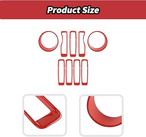 JeCar Red Gille Grill Inserts & Headlight Covers Trim Accessories Fit for Jeep Wrangler JL JLU 2018-2023 Exterior Accessories in Saudi Arabia