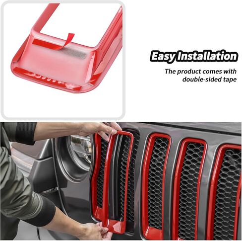 JeCar Red Gille Grill Inserts & Headlight Covers Trim Accessories Fit for Jeep Wrangler JL JLU 2018-2023 Exterior Accessories in Saudi Arabia
