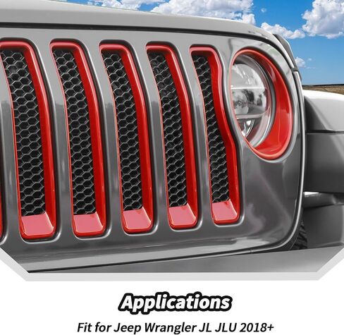 JeCar Red Gille Grill Inserts & Headlight Covers Trim Accessories Fit for Jeep Wrangler JL JLU 2018-2023 Exterior Accessories in Saudi Arabia