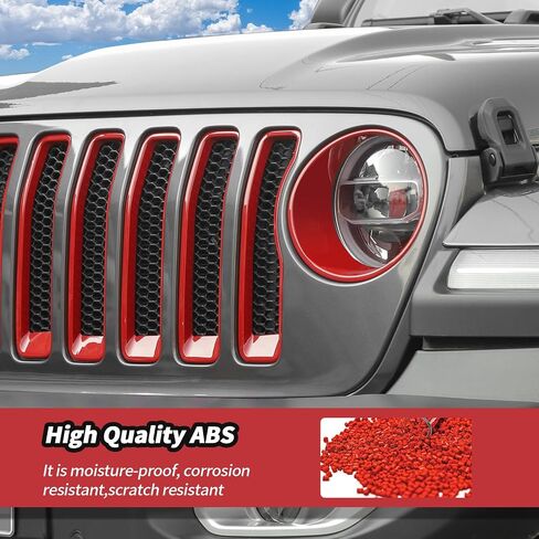 JeCar Red Gille Grill Inserts & Headlight Covers Trim Accessories Fit for Jeep Wrangler JL JLU 2018-2023 Exterior Accessories in Saudi Arabia