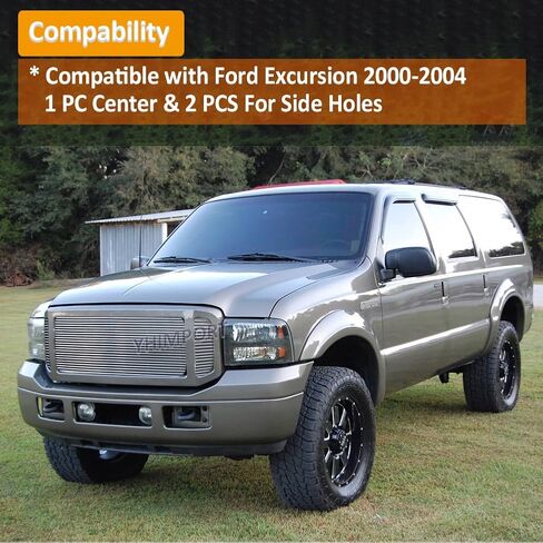 الشبكة الأمامية العلوية تناسب 2000-2004 Ford Excursion الجزء العلوي المصقول الفضي من شبكة البليت إدراج الترباس فوق الشواية in Saudi Arabia