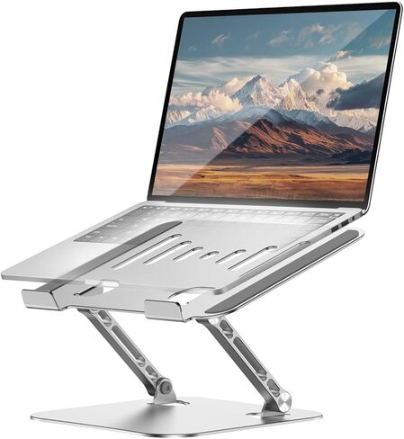 MacBook Stand for Desk Laptop Stand Foldable Notebook Holder 10-17 Inch MacBook PC Computer Stand Laptop Riser Stand Adjustable Height Laptop Stands for Desk - Silver in Kuwait