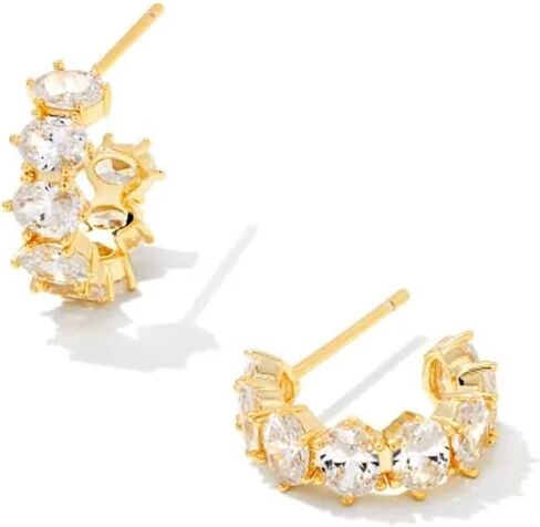 Kendra Scott Cailin 14k Gold-Plated Brass Crystal Huggie Earrings in Golden Yellow Crystal, Fashion Jewelry For Women in Kuwait