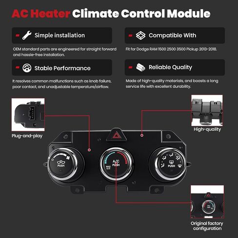 Climate Control Module fits for 2013-2018 Dodge Ram1500 2500 3500 A/C Heater Control Replaces 68268189AA 68268186AA - w/Disassembly Pry Bar in Saudi Arabia