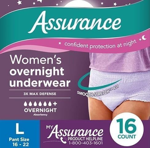 Assurance Women's Incontinence & Postpartum Underwear, Large, Overnight 16 Count. in Saudi Arabia