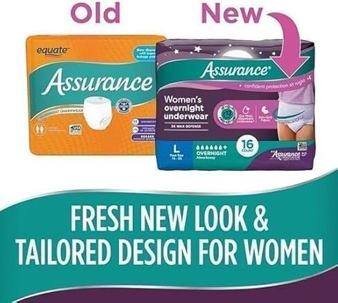 Assurance Women's Incontinence & Postpartum Underwear, Large, Overnight 16 Count. in Saudi Arabia