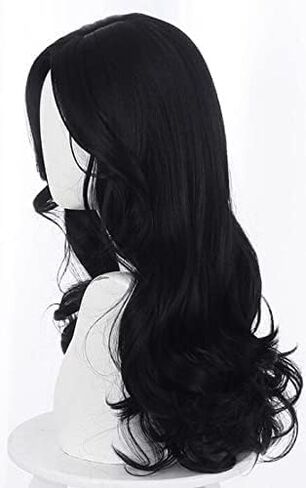 Witch Yennefer of Vengerberg 60cm Long Black Wavy Wig Women Role Play Black Hair Cosplay Wavy Wig in Saudi Arabia