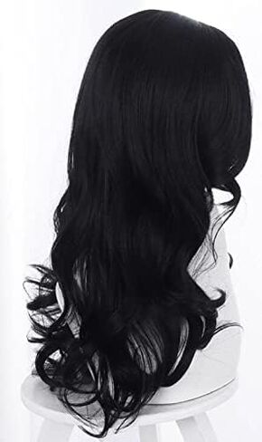 Witch Yennefer of Vengerberg 60cm Long Black Wavy Wig Women Role Play Black Hair Cosplay Wavy Wig in Saudi Arabia