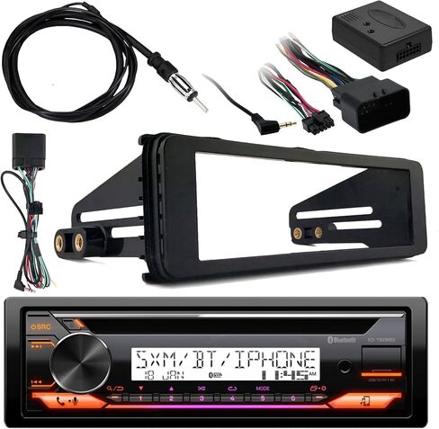 JVC Marine Radio Stereo Bluetooth Receiver Bundle with Adapter Install Dash Kit, Handle Bar Control, Enrock Wire Antenna For 1998-13 Harley Davidson Motorcycle Touring Flht Flhx Flhtc in Saudi Arabia