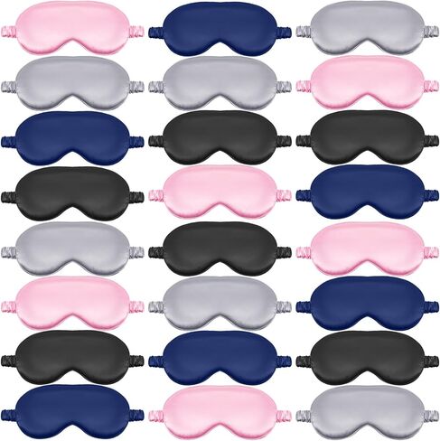Geyoga 24 Pcs Silk Sleep Masks Soft Satin Eye Masks for Sleeping with Adjustable Elastic Strap Comfortable Blindfold Eyeshade for Men Women Travel Nap Night Sleep(Black, Grey, Green, Pink) in Saudi Arabia
