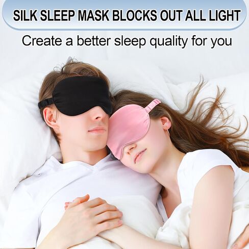Geyoga 24 Pcs Silk Sleep Masks Soft Satin Eye Masks for Sleeping with Adjustable Elastic Strap Comfortable Blindfold Eyeshade for Men Women Travel Nap Night Sleep(Black, Grey, Green, Pink) in Saudi Arabia
