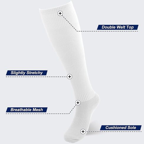 3 Pairs Baseball Socks Softball Knee-High Athletic Socks Stretchy Compression Soccer Socks for Youth Men and Women in Kuwait