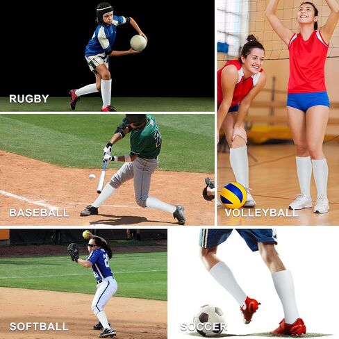 3 Pairs Baseball Socks Softball Knee-High Athletic Socks Stretchy Compression Soccer Socks for Youth Men and Women in Kuwait