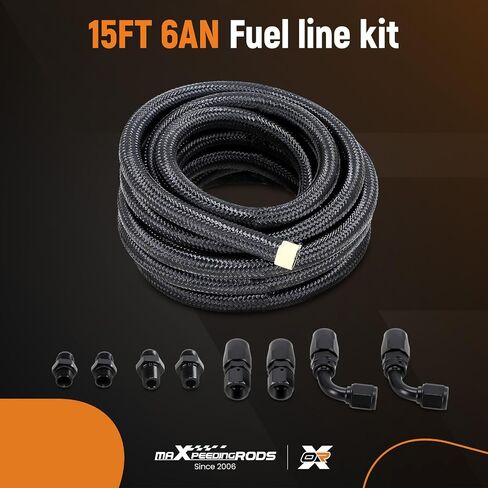 maXpeedingrods 15FT Automatic Transmission Cooler Line Kit for 4L60E 4L65E Black -6 AN Steel Braided in Saudi Arabia