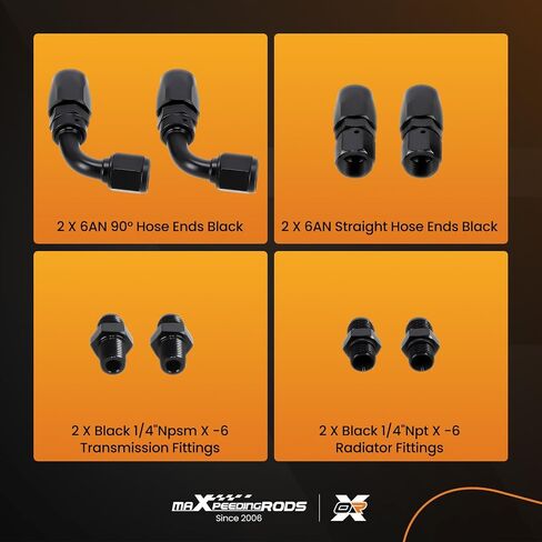 maXpeedingrods 15FT Automatic Transmission Cooler Line Kit for 4L60E 4L65E Black -6 AN Steel Braided in Saudi Arabia