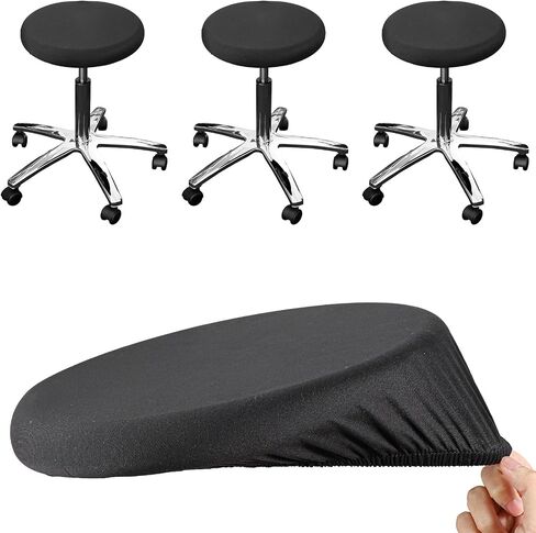 3 Pcs Bar Stool Covers Black Round High Elastic Bar Stool Covers Luxury Fabric Dia.11-14" Crease-Resistant Stretchy Soft StoolCushion Washable Slipcovers for Home BarHotel Market in Saudi Arabia