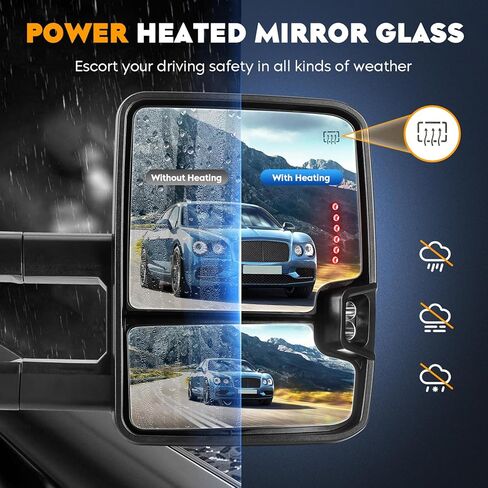 Towing Mirrors for Chevy GMC 2007-2013 Avalanche Silverado Tahoe Sierra Yukon 1500 3500 HD, 2008-13 Silverado Suburban 2500 Power heated with Sequence Turn Signal Running Light Telescoping (1 Pair) in Saudi Arabia