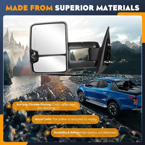 Towing Mirrors for Chevy GMC 2007-2013 Avalanche Silverado Tahoe Sierra Yukon 1500 3500 HD, 2008-13 Silverado Suburban 2500 Power heated with Sequence Turn Signal Running Light Telescoping (1 Pair) in Saudi Arabia