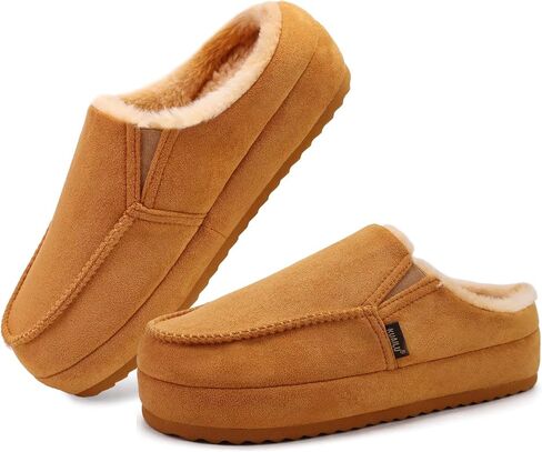KuaiLu Womens Clog Slippers Cozy Warm Plush Lined With Arch Support Suede Faux Fur House ladies Bedroom Slippers Comfortable Memory Foam Slip-on Womans Home Shoes Indoor Outdoor Thick Hard Sole in Kuwait