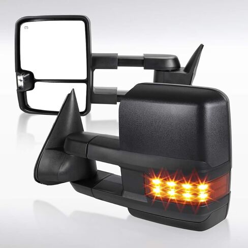 Autozensation متوافق مع GMC C/K 1988-1998، 92-99 يوكون سوبربان، قوة إشارة LED كهرمانية + مرايا جانبية للسحب مُدفأة in Saudi Arabia