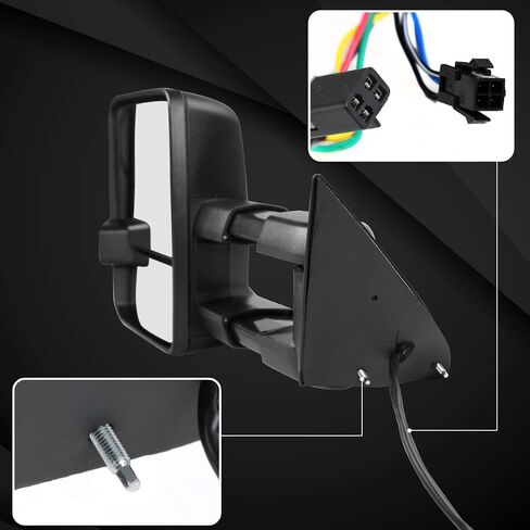 Autozensation متوافق مع GMC C/K 1988-1998، 92-99 يوكون سوبربان، قوة إشارة LED كهرمانية + مرايا جانبية للسحب مُدفأة in Saudi Arabia