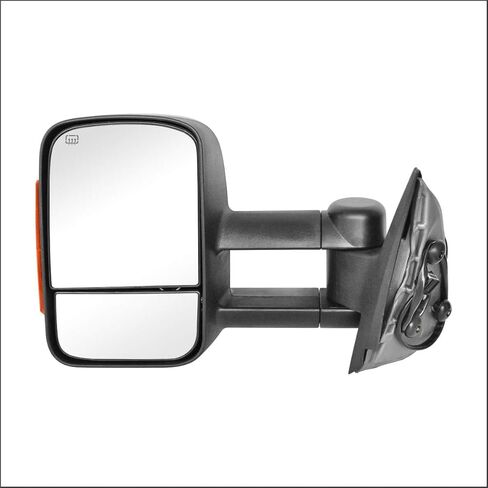 مرايا السحب متوافقة مع 2003-2006 Chevy Silverado GMC Sierra 1500 2500 HD 3500 (2007 للنماذج الكلاسيكية) ضوء إشارة مدخن أسود اللون قابل للطي يدويًا وزوج قابل للتمديد in Kuwait