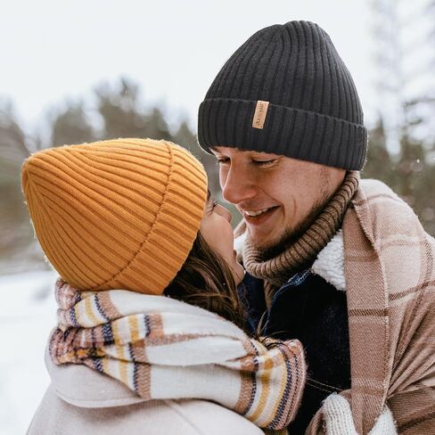 قبعة صوف ميرينو للنساء والرجال، قبعات شتوية دافئة متماسكة طبقة مزدوجة، قبعة صغيرة مبطنة بالصوف قبعة تزلج من الصوف in Kuwait