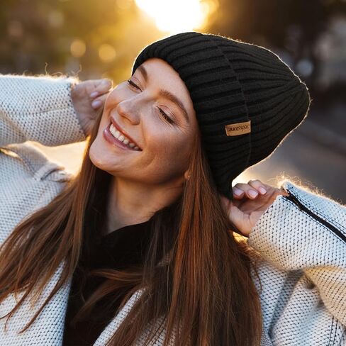 قبعة صوف ميرينو للنساء والرجال، قبعات شتوية دافئة متماسكة طبقة مزدوجة، قبعة صغيرة مبطنة بالصوف قبعة تزلج من الصوف in Kuwait