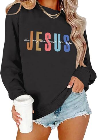 Christian Sweatshirts for Women Jesus Sweatshirt Religious Faith Inspirational Bible Verse Long Sleeve Pullover Tops in Saudi Arabia