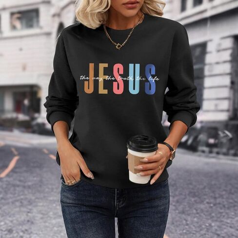 Christian Sweatshirts for Women Jesus Sweatshirt Religious Faith Inspirational Bible Verse Long Sleeve Pullover Tops in Saudi Arabia