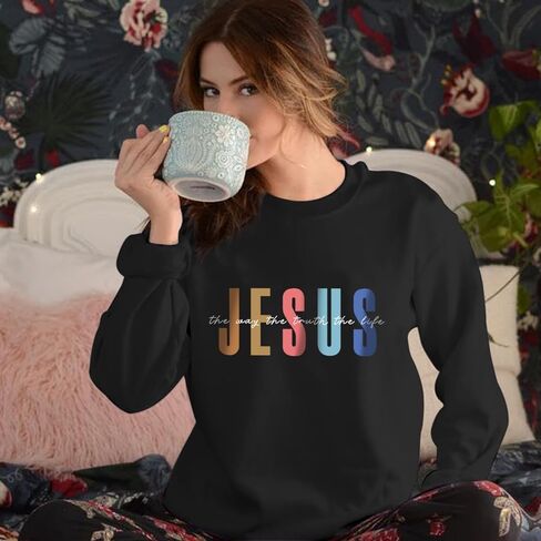 Christian Sweatshirts for Women Jesus Sweatshirt Religious Faith Inspirational Bible Verse Long Sleeve Pullover Tops in Saudi Arabia