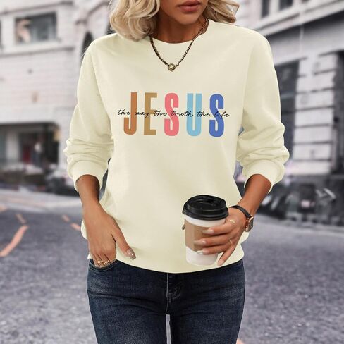 Christian Sweatshirts for Women Jesus Sweatshirt Religious Faith Inspirational Bible Verse Long Sleeve Pullover Tops in Saudi Arabia