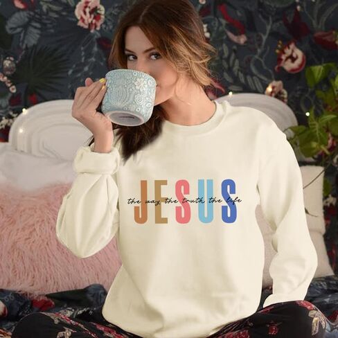 Christian Sweatshirts for Women Jesus Sweatshirt Religious Faith Inspirational Bible Verse Long Sleeve Pullover Tops in Saudi Arabia