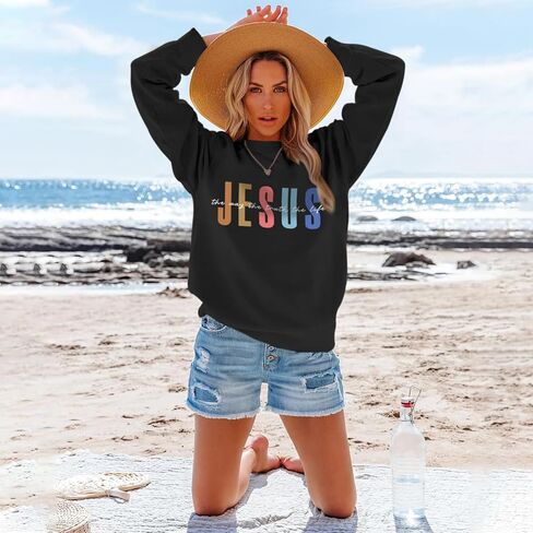 Christian Sweatshirts for Women Jesus Sweatshirt Religious Faith Inspirational Bible Verse Long Sleeve Pullover Tops in Saudi Arabia