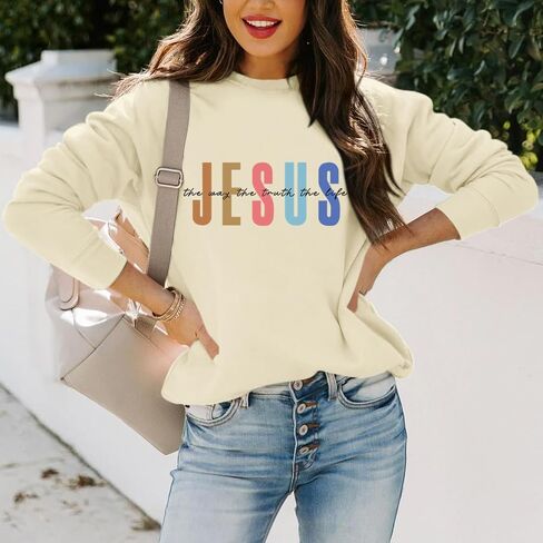 Christian Sweatshirts for Women Jesus Sweatshirt Religious Faith Inspirational Bible Verse Long Sleeve Pullover Tops in Saudi Arabia