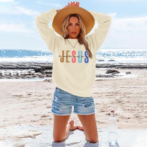 Christian Sweatshirts for Women Jesus Sweatshirt Religious Faith Inspirational Bible Verse Long Sleeve Pullover Tops in Saudi Arabia