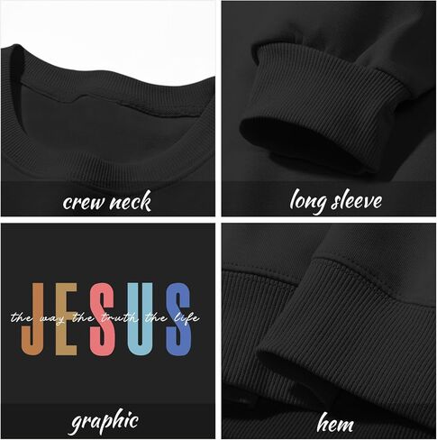 Christian Sweatshirts for Women Jesus Sweatshirt Religious Faith Inspirational Bible Verse Long Sleeve Pullover Tops in Saudi Arabia