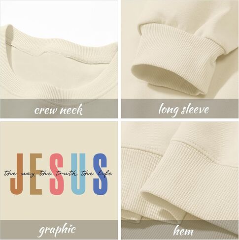 Christian Sweatshirts for Women Jesus Sweatshirt Religious Faith Inspirational Bible Verse Long Sleeve Pullover Tops in Saudi Arabia
