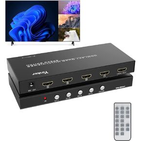 4K HDMI Multiviewer 9×1, Yinker 4K@30Hz Seamless Switcher 9 in 1 Out, 8 Display Modes for Plug and Play Without Driver, Suitable for Set-Top Boxes, Gaming Consoles, and Laptops