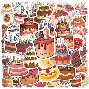 Pack 50 Pcs Cute Food Cookie Stickers for Water Bottles Waterproof Laptop Luggage Computer Cups Scrapbooking Teens Adults Girls Funny Aesthetic Sticker Packs Small Vinyl Decals