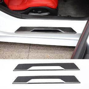 Real Carbon Fiber Door Sill Guard Trim Sticker Compatible with Chevrolet Corvette C8 2020-2024, Threshold Strip Door Entry Guard Decorative Strip Sticker, 2PCS (Black)