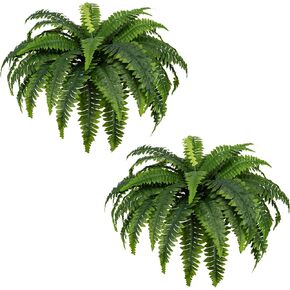 Fake Ferns - Set of 2 Artificial Fern,35 Leaves for Each Bouquet - Indoor/Outdoor Faux Boston Fake Fern Bush Plant for Home, Office, Garden Decoration.33Inch…