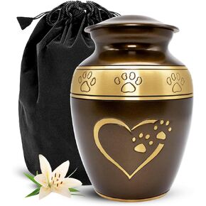 جرار الحيوانات الأليفة من Solace Forever لرماد القطط والكلاب - جرة متوسطة الحجم باللون البني للرماد - قم بتكريم من تحب مع الجرار التذكارية للحيوانات الأليفة للرماد - جرة متوسطة للكلاب والقطط - جرار حرق الحيوانات الأليفة