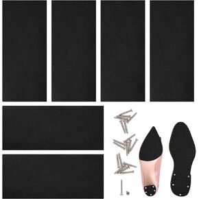 Shoe Sole Protectors 6 Pcs Self Adhesive Rubber Shoe Bottom Grip Pads 4 x 10 inch Black Noise Reduction Shoes Cushion for High-Heels Leather Shoes