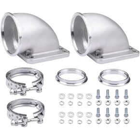SPELAB 3.0" V-Band Cast Turbo Elbow Downpipe Adapter 304 Stainless Steel for T3 T4 Flange Turbocharge (2)
