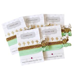 Cactus Party Favors, Hair Ties Bracelets, Birthday Fiesta Decorations, Bachelorette Supplies, Bridal Shower Decor (5 Pack)
