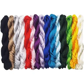 2.5mm 15 Colors Satin Cord Rattail Silk Cord Chinese Knot Thread for Jewelry Making, 10 Yards Each Color